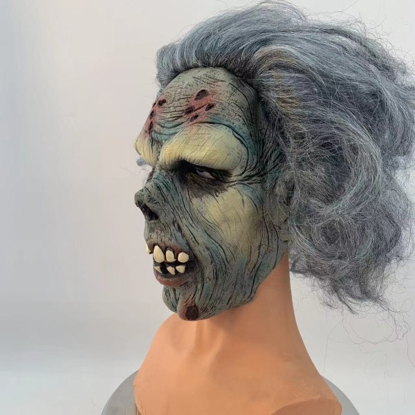 Zombie blå latex maske 1 stk