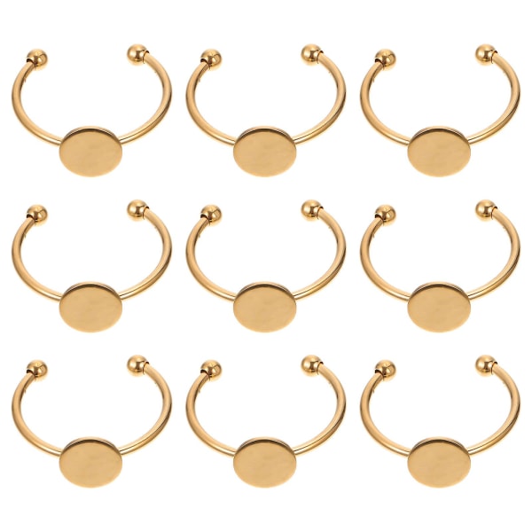10 st Ringbaser i rostfritt stål Fingerringar Bottenbrickor Robusta ringinställningar Gyllene 2,3X2,3X1CM Golden 2.3X2.3X1CM