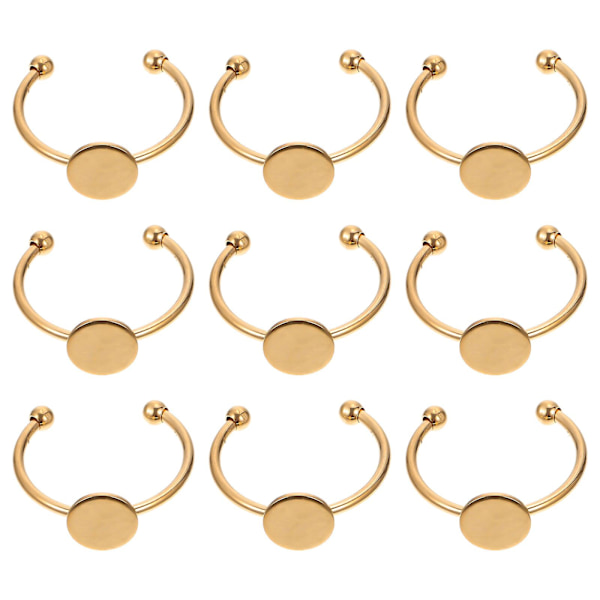 10 stk Rustfritt Stål Ringbaser Fingerringer Bunnbrett Robuste Ringinnstillinger Gull 2,3X2,3X1CM Golden 2.3X2.3X1CM
