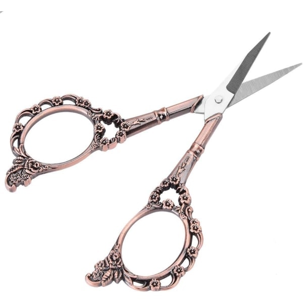 Rustfrit stål saks, vintage blomsterbroderi klassiske broderisaks, håndlavede saks (rød bronze) Rød Bronze