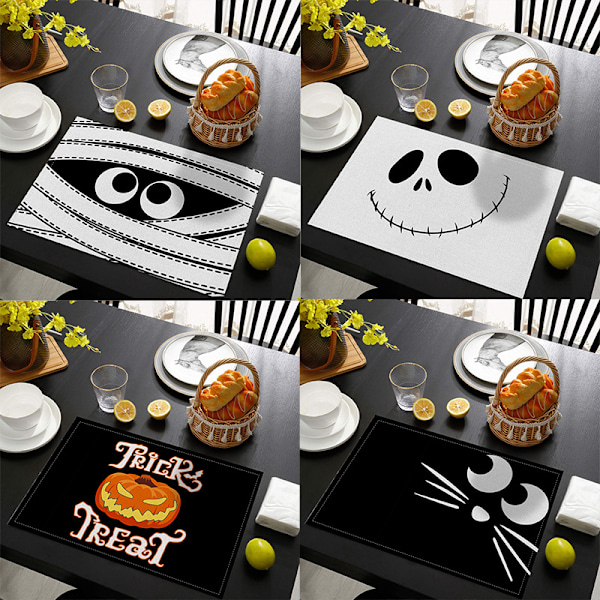 Retro Halloween -paikka-alustat Halloween-sisustukseen, Halloween-koristeet ja tarvikkeet kotiin ja keittiön pöytään - 12×18’’