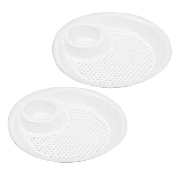 2 stk Kreative Runde Plastik Drænende Dumpling Tallerken Sauce Snack Skål Frugt Skål Hvid White