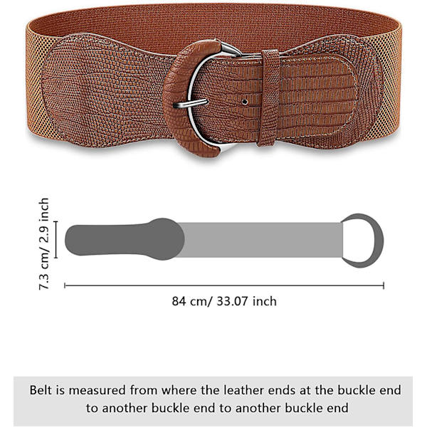 3 stycken breda dammidjeband Elastiskt spännbälte i läder Elastiskt bälte för damklänningsdekoration, svart, khaki, beige, One Size$3 stycken breda