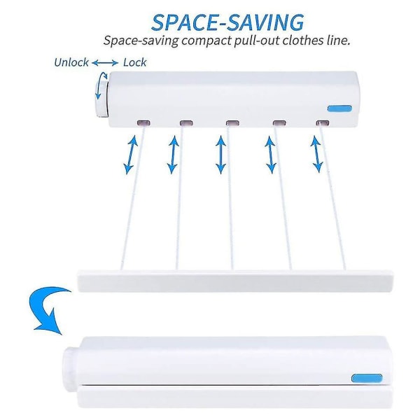 Fjederautomatisk Indtrækkelig Tøjstativ med Fem Linjer