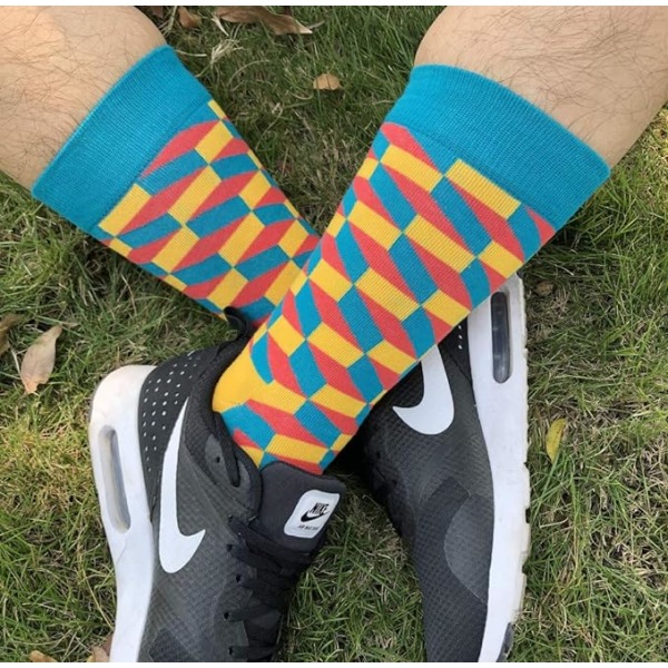 Herrar Dress Socks, Roliga Snygga Färgglada Casual Mönster Crew Socks