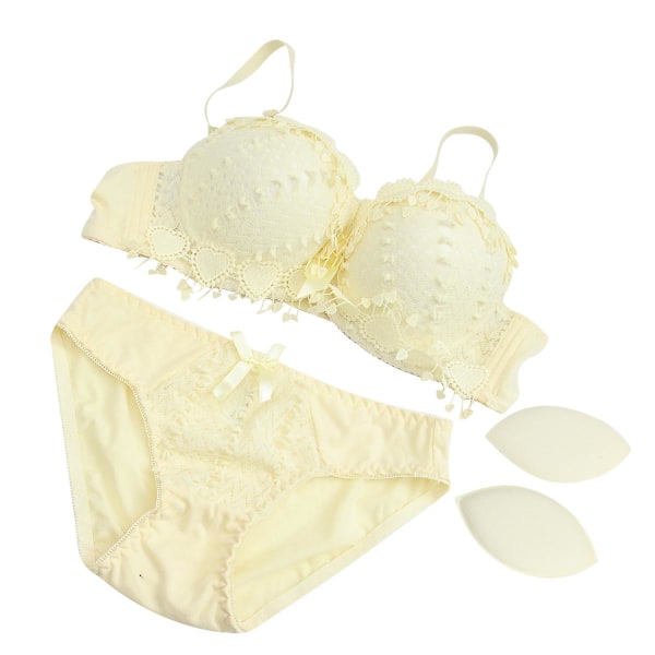 Kvinners Blonderisett Sexy BH Push Up BH Undertøy BH og Truser (gul, 75b)Gul75B Yellow 75B