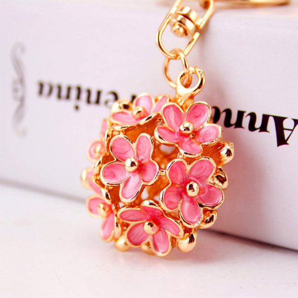 Söt strass blomma nyckelring med rosa kristall charm hänge nyckelring Färgglad blomma handväska för väska handväska Bil present fem färger dekoration