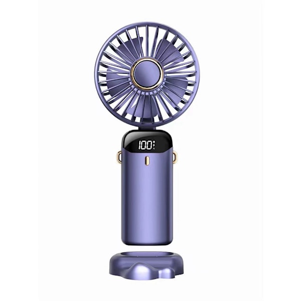 Ny USB håndholdt vifte mini bærbar stasjonær sammenleggbar liten vifte nakke digital skjerm aromaterapi liten elektrisk vifte_xrzi Blue-1200mAh Color Box