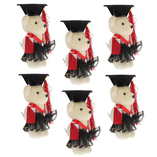 6 stk. Graduation Bear Premium Multifunktionel Graduation Bear (sort, rød)Rød14x7x5cm Red 14x7x5cm