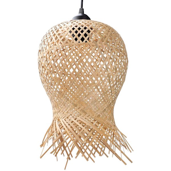 Aasialainen sisustus Kotikeittiön saaren lamppu Rattan-riipusvalaisin Aasialainen kattokruunu Kattokruunu Kupoli Kattolamppu Chocolate 34x22cm