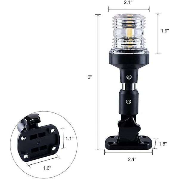 Hvid LED Fold Down Bådsag Light Bådsankerlys Til Ponton Og Fiskerbåd (6)