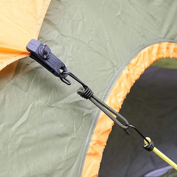 Elastiske teltrebspænder Jordspikre Stropper Camping Baldakin Fikseret Krog Snor (4 stk., armygrøn)
