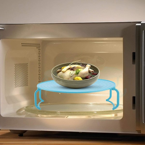 Rund Bakke Dampstativ, Dobbeltlags Dampstativ Plastik Dampbakke Holder Med Foldbar Ben Til Mikrobølgeovn Retter Plade Bakke Dampstativ