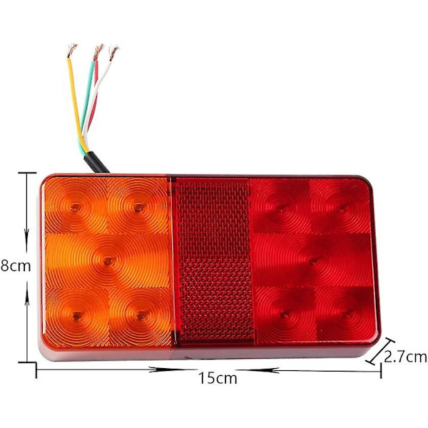 2 Pak 12v LED Trailerlys, Bagerste Bremslys, Bremslys, LED Trailerlys (10 LED Pærer) Til Campingvogn/Lastbil/Bil/Trailer Baglygter.