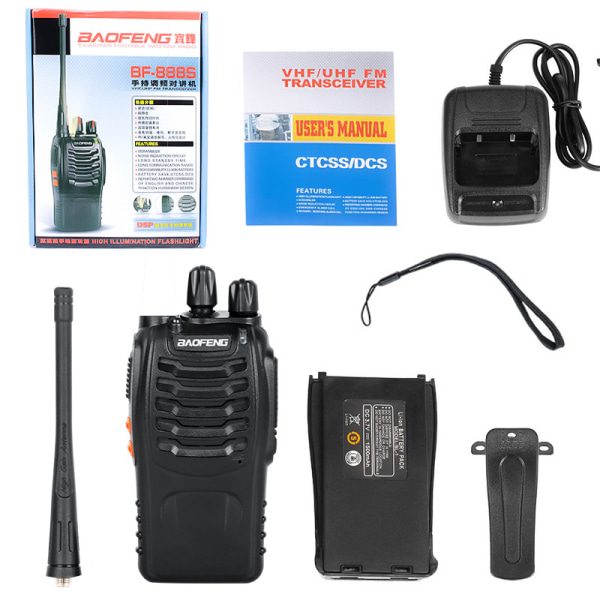 Kommunikasjonsradioer med lang rekkevidde, oppladbare walkie-talkie-radioer med seksveis multibåndslader, robust, bedrift, fabrikk, terreng (4-pakning)