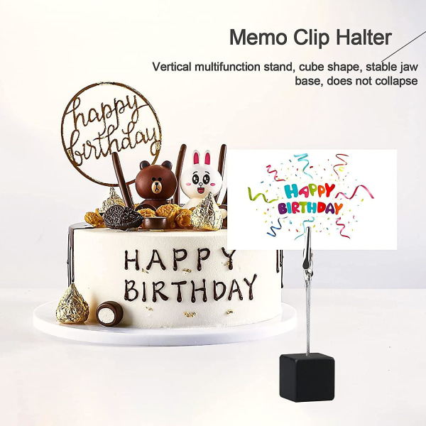 Memo Clip Holder 10 stykker, billedholder med clips, stativ trækortbord, lodret noteterning til fotos (14 stk)