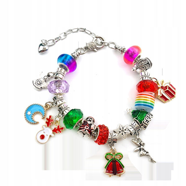 Jul armband presentask DIY kreativt barnsmycke nytt färgglatt kristall rött älg presentset