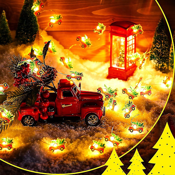 Julelys LED-streng 6,5 fot 20 LED-er Julelys Fe-lys Rød lastebil Lys Batteridrevet 8 blinkemodus Garland Lys Dekor Med Fjernkontroll For