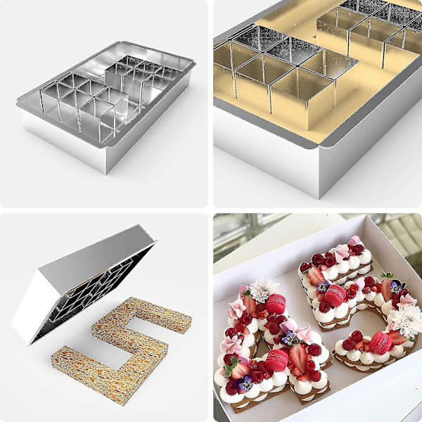 Aluminium Bageforme/Kageform Justerbar Non-stick Kompatibel med Store Bogstaver Alfabet Tal DIY Bageforme Sæt Kageudstikkere Bryllup Fødselsdag