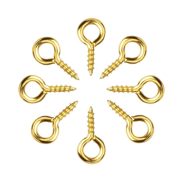 200 stk. Øjebolte Skruer Mini Øjer Skrue 10mm X 5mm Mini Skrue Øje Pin Gevind Søm Til Smykkefremstilling Øjne Pin Krog DIY Håndværk (guld)