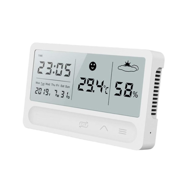 Digitalt Hygrometer Indendørs Termo- Meter Temperatur Fugtigheds Monitor Meter Rum Og Fugtighedsmåler Til Hjemmekontor (1 stk, Hvid)