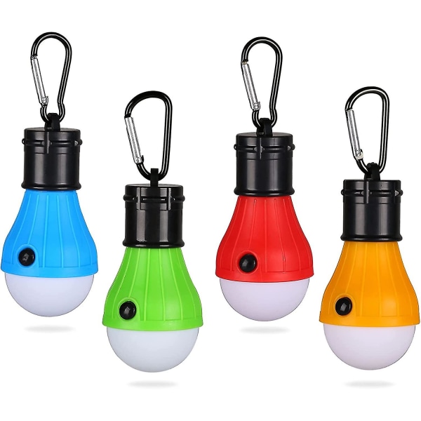 Campinglampa, 4xled campinglampa LED campinglykta tältlampa glödlampa set, nödljus med karbinhake vattentät bärbar campinglykta LED