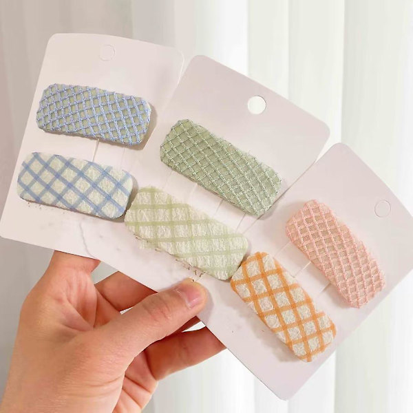 Wuzhou 4 Stycken Tyg Rutiga Fyrkantiga Hårspännen För Små Flickor Geometriska Hårspännen För Föräldrar Och Barn Rutiga Håraccessoarer För Barn Gul Och Grön