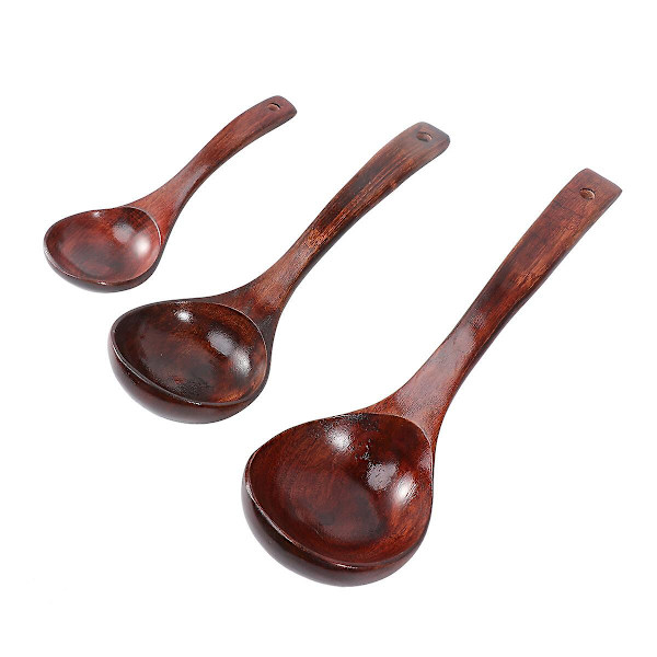 3 kpl Puinen Pitkäkahvainen Keittolusikat Kotikeittiön Keittolusikat Keittiövälineet (28cm/24cm/18cm)M M