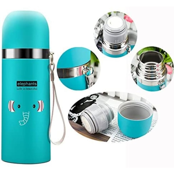 Tyhjiöpullo Termospullo Vauva Lapset Juomapullo Termos Vesi Pullo Urheilupullo Kaksoisseinäinen Ruostumaton Teräs Eläin Tyhjiöpullo 350ml C