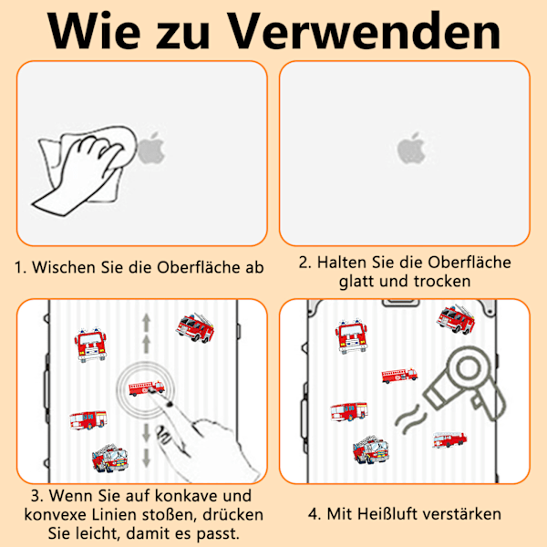 Dekorative Brannbilklistremerker, Unik Gaveidé For Gutter Eller Jenter, Holdbare Vanntette Vinyl PVC-Klistremerker, Gjenbrukbare For Fest Veggdek...
