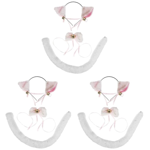 3 Sets  Cat Fancy Dress Cat Ears Hair Band Bow Tie Tail Cosplay Performance Props3 Sets18x13cm