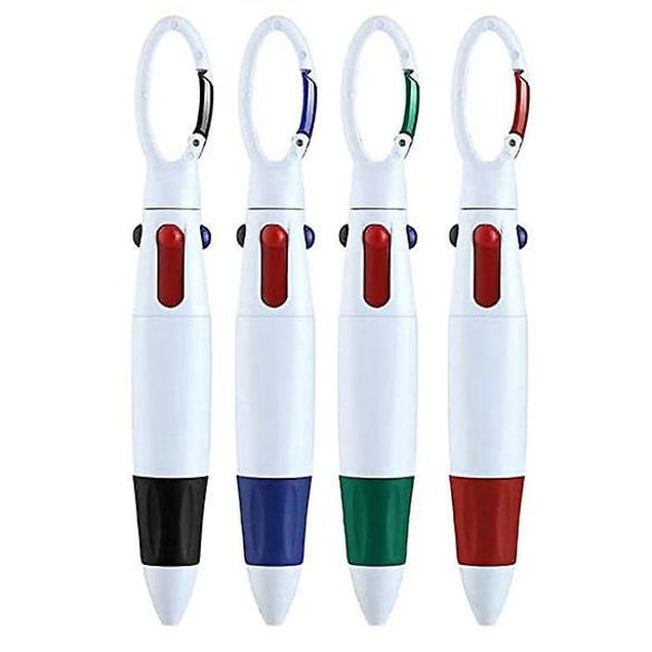 4-i-1 udtrækkelige flerfarvede kuglepenne Kuglepenne med spænde nøglering på toppen til kontorskoleartikler