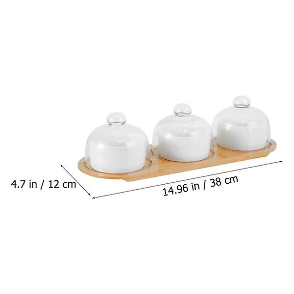 1 set Fruktskål Keramik Dessert Skål Med Lockbricka Hushålls Porslin (vit)Vit38x12cm White 38x12cm