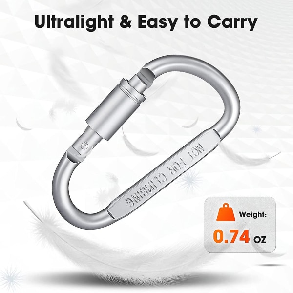 Låsbare Karabiner Lettvekt Karabiner Klips For Sikring Av Kjæledyr, Camping, Fotturer, Hengekøyer, Sving, Hundeleie, Sele, Nøkkelring, Sele, Fottur Util