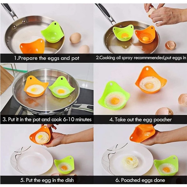 Silikon äggkokare Pocherad äggångkokare Silikonäggkokare Biff Pod Pocherad set för mikrovågsugn eller spishäll ägg