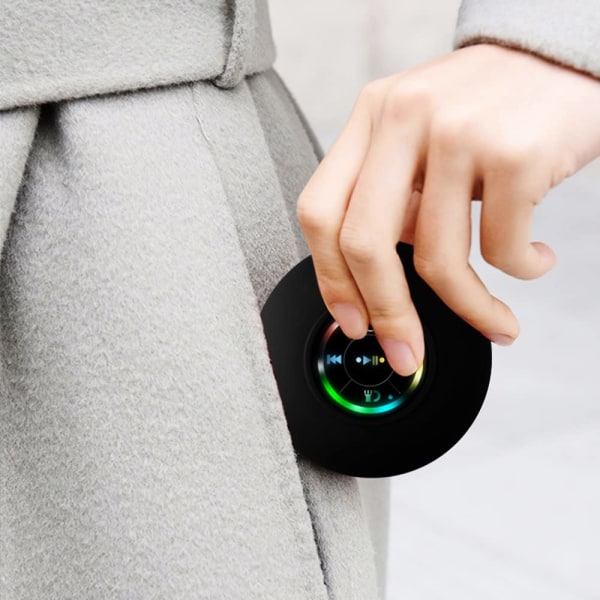 Paranneltu LED-valo Mini Bluetooth-kaiutin, Kannettava Ulkokaiutin Suihkuun, Sisäänrakennettu Mikrofoni, Musta