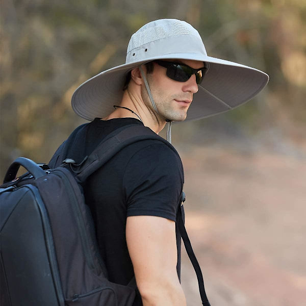 Super Bredbred Bucket Hat Upf50+ Vandafvisende Solhat Til Fiskeri Vandreture Camping C01 Lysegrå C01 light Grey