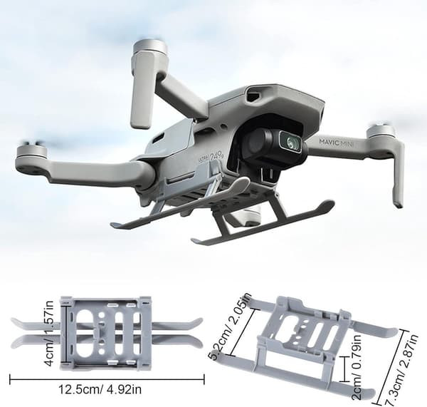 Vikbart landningsställ för DJI Mavic Mini 2 SE-drönare, lätta ABS-ben med förhöjd höjd för säkrare start och landning, grå