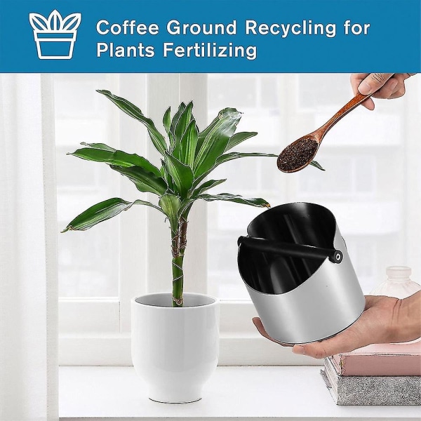 1l Stainless Steel Coffee Knock Box,anti Slip Coffee Grind Dump Bin