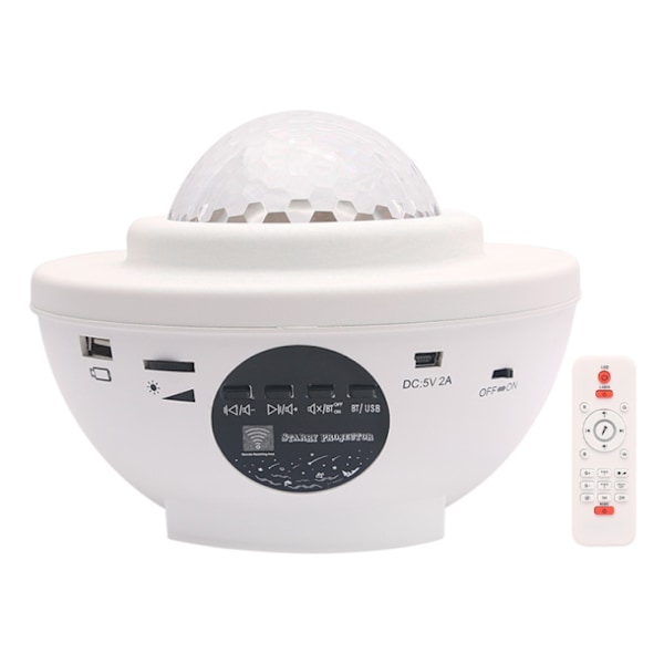 USB nattlys Bluetooth musikkprojektor stjernehimmel projeksjonslys stjernehimmel rotasjon stjernehimmel hvitt lys