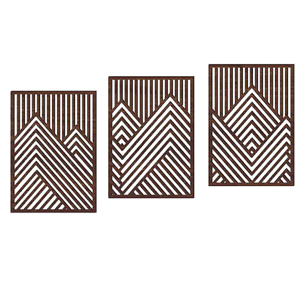 3 st. Berg Träväggskonst Träväggdekoration Berg Ihålig Träpanel För Vägg 21x30cm 21x30cm