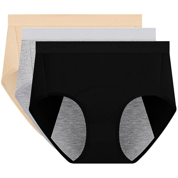 3 stk Bomulls-truser for Pustende Dame Sanitær Underbukser Kvinnelig Menstruasjon Komfortabel Jente Assortert Assorted Color M