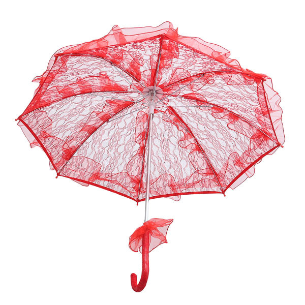 Snygg västerländsk stil paraply spets Fleur Parasol dekoration bröllop brud paraply - Storlek liten (röd)