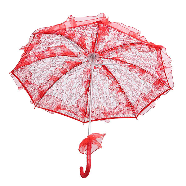 Tyylikäs länsimainen tyyli sateenvarjo pitsi Fleur Parasol koriste häät morsian sateenvarjo - Koko pieni (punainen)