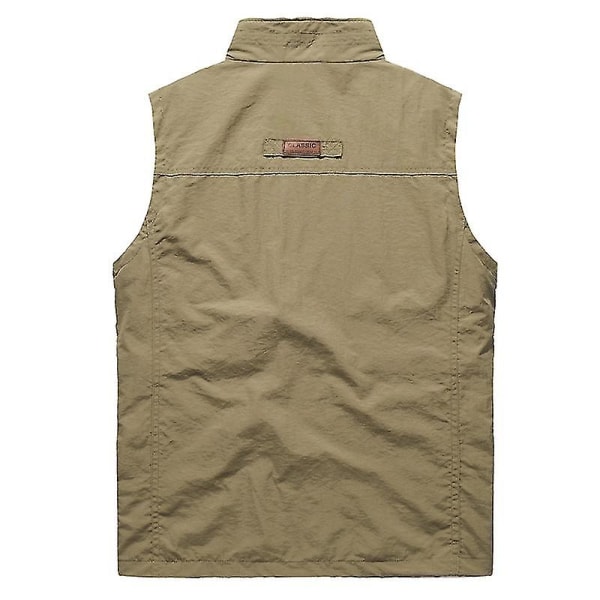 Herr Outdoorväst Mesh Andningsbar Väst Fritids Sport Fiske Väst 4XL Solid Khaki solid  Khaki 4XL