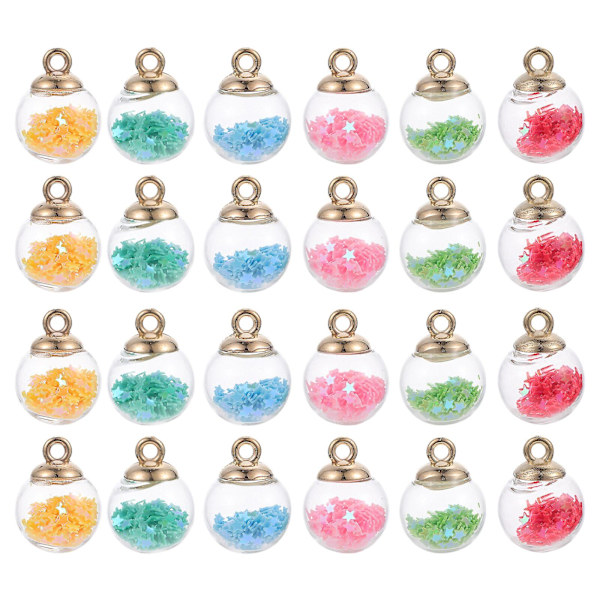 30 st Glasberlocker Mini Tomma Klara Glasklot Glasklot Berlocker DIY Hantverk Tillbehör Glitter 2X1.5cm