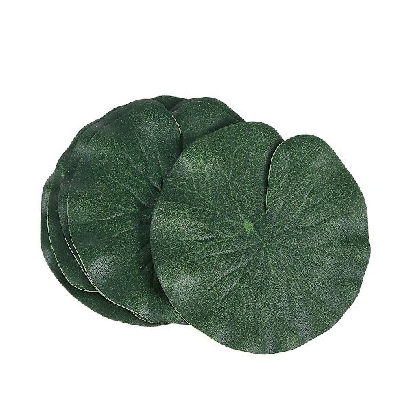 6 stk. PU Simuleret Lotusblade Kunstige Flydende Lotusblade Akvarium Dam Dekoration Kunstigt Løv (10 cm, Grøn)Grøn Green
