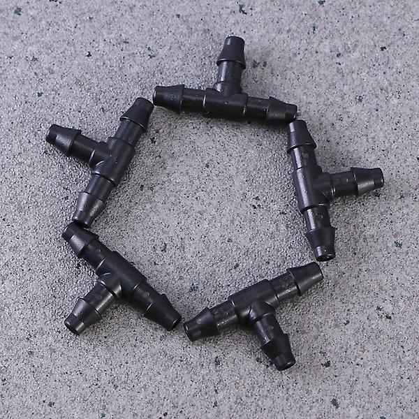 50 stk Dryp Slangeforbindelser Vand Slange Adapter Barbed Forbindelser Passer Slange Dyseslange T-forbindelser Ga Black