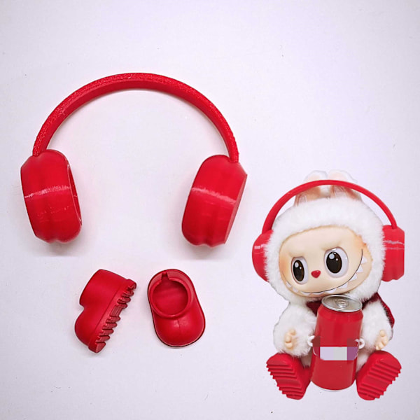 /RYI/Mini Labubu Dockas Kläder Hörlursoutfit Tillbehör för 15-17cm Labubu 10cm Bomulls Docka Headset Hörlursset Kläder Gåva #8