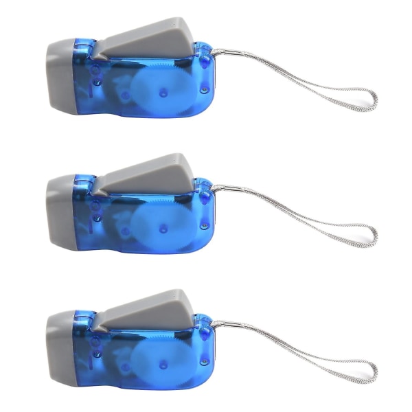 3x Håndpresset LED Lommelykt Lanterne Dynamo Mini Lommelykt LED Nød Dynamo Lommelykt Selv-ch